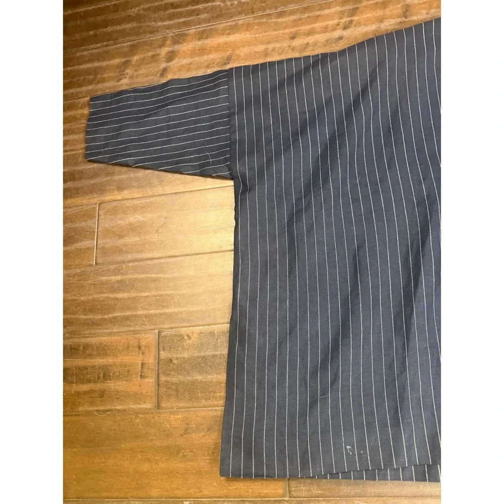 Shirin Guild Kimono Inspired Jacket Open Art Lagenlook Striped | Blue | Medium